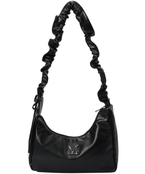 MUCENT(ムセント)の「【MUCENT/ムセント】ROUSSEL METAL LOGO SHIRRING CROSS BAG/メタル ロゴ シャーリング クロスバッグ/ブランド直輸入正規品(ショルダーバッグ・レディース・ブラック・ONE SIZE)」の2枚目の写真