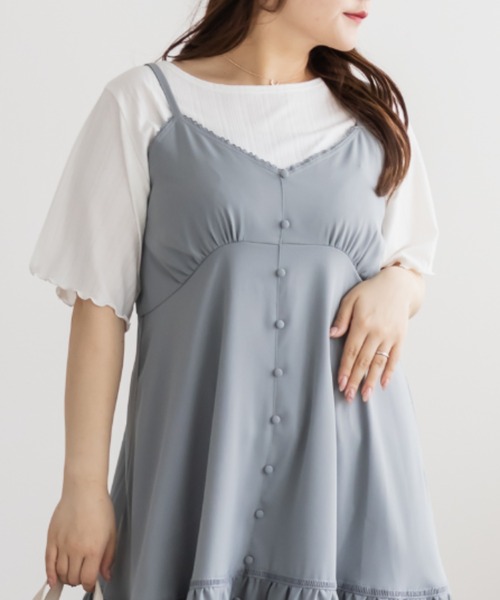 CLETTE（クレット）の「CLETTEオリジナル裾メローシンプルTシャツ（Tシャツ/カットソー・レディース・オフホワイト/グレー・4L/LL/3L）」の2枚目の写真