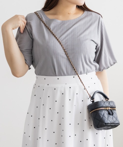 CLETTE（クレット）の「CLETTEオリジナル裾メローシンプルTシャツ（Tシャツ/カットソー・レディース・オフホワイト/グレー・4L/LL/3L）」の6枚目の写真