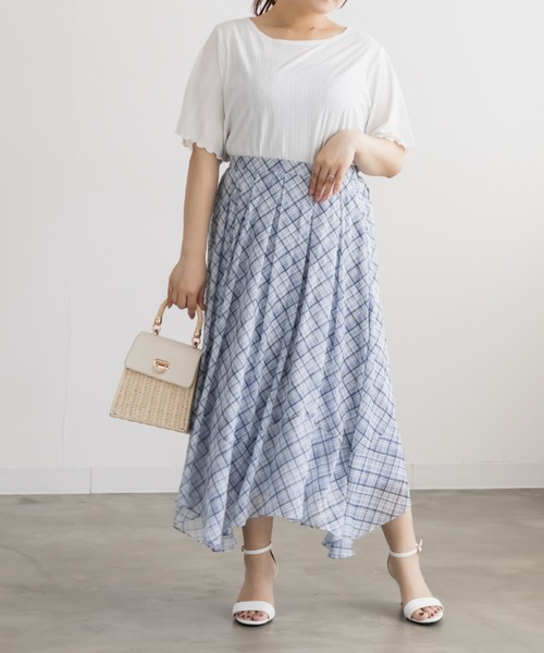CLETTE（クレット）の「CLETTEオリジナル裾メローシンプルTシャツ（Tシャツ/カットソー・レディース・オフホワイト/グレー・4L/LL/3L）」の14枚目の写真