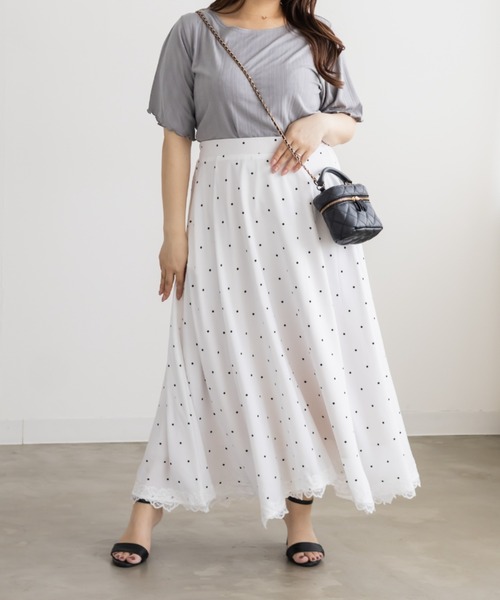 CLETTE（クレット）の「CLETTEオリジナル裾メローシンプルTシャツ（Tシャツ/カットソー・レディース・オフホワイト/グレー・4L/LL/3L）」の8枚目の写真