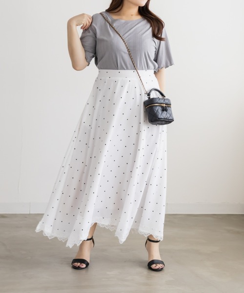 CLETTE（クレット）の「CLETTEオリジナル裾メローシンプルTシャツ（Tシャツ/カットソー・レディース・オフホワイト/グレー・4L/LL/3L）」の9枚目の写真