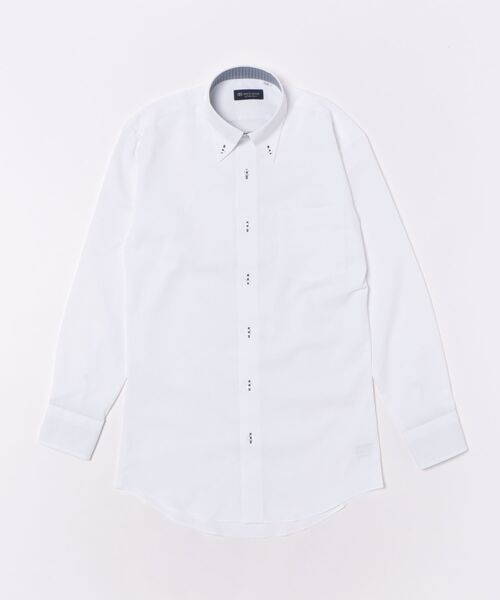 TOKYO SHIRTS（トウキョウシャツ）の「形態安定ノンアイロン ドゥエボットーニ 長袖ビジネスワイシャツ（ビジネスシャツ・メンズ・ホワイト・首回り42cm-裄丈86cm/首回り43cm-裄丈82cm/首回り43cm-裄丈86cm/首回り37cm-裄丈80cm/首回り37cm-裄丈84cm/首回り39cm-裄丈80cm/首回り39cm-裄丈84cm/首回り41cm-裄丈82cm/首回り41cm-裄丈86cm/首回り42cm-裄丈82cm）」の6枚目の写真