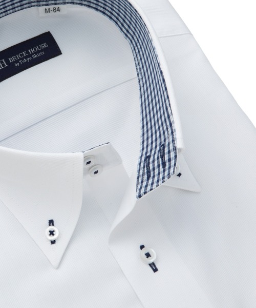 TOKYO SHIRTS（トウキョウシャツ）の「形態安定ノンアイロン ドゥエボットーニ 長袖ビジネスワイシャツ（ビジネスシャツ・メンズ・ホワイト・首回り42cm-裄丈86cm/首回り43cm-裄丈82cm/首回り43cm-裄丈86cm/首回り37cm-裄丈80cm/首回り37cm-裄丈84cm/首回り39cm-裄丈80cm/首回り39cm-裄丈84cm/首回り41cm-裄丈82cm/首回り41cm-裄丈86cm/首回り42cm-裄丈82cm）」の2枚目の写真