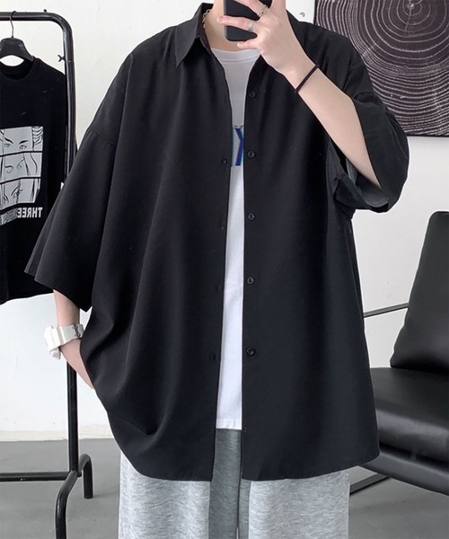 WESTBOY(ウエストボーイ)の「とろみ素材 ユニセックス オーバーサイズ ルーズシルエット ハーフスリーブシャツ WO26S16TP36(シャツ/ブラウス・メンズ・ホワイト/グレー/ブラック・FREE)」の1枚目の写真