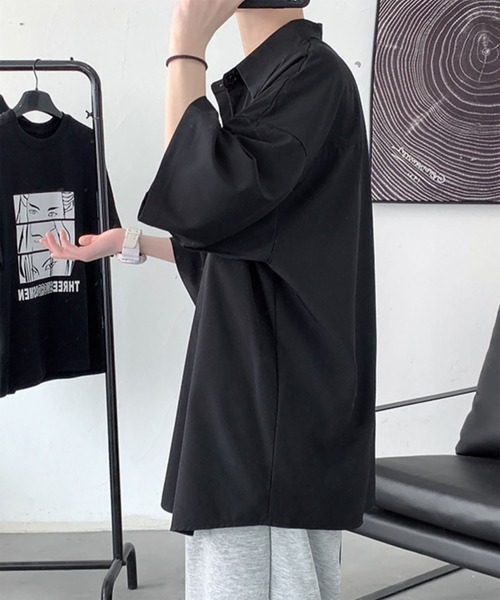 WESTBOY(ウエストボーイ)の「とろみ素材 ユニセックス オーバーサイズ ルーズシルエット ハーフスリーブシャツ WO26S16TP36(シャツ/ブラウス・メンズ・ホワイト/グレー/ブラック・FREE)」の10枚目の写真