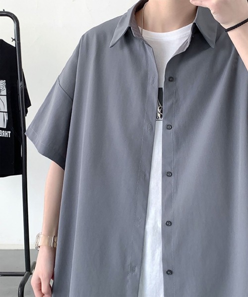 WESTBOY(ウエストボーイ)の「とろみ素材 ユニセックス オーバーサイズ ルーズシルエット ハーフスリーブシャツ WO26S16TP36(シャツ/ブラウス・メンズ・ホワイト/グレー/ブラック・FREE)」の15枚目の写真