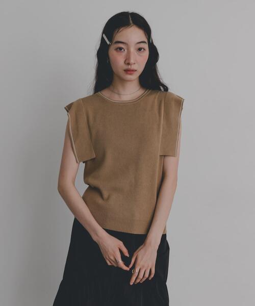 SENSE OF PLACE by URBAN RESEARCH(センスオブプレイスバイアーバンリサーチ)の「『洗濯可』パネルスリーブノースリセーター(ニット/セーター・レディース・レッド/ベージュ/アイボリー/ブラック・ONE)」の20枚目の写真