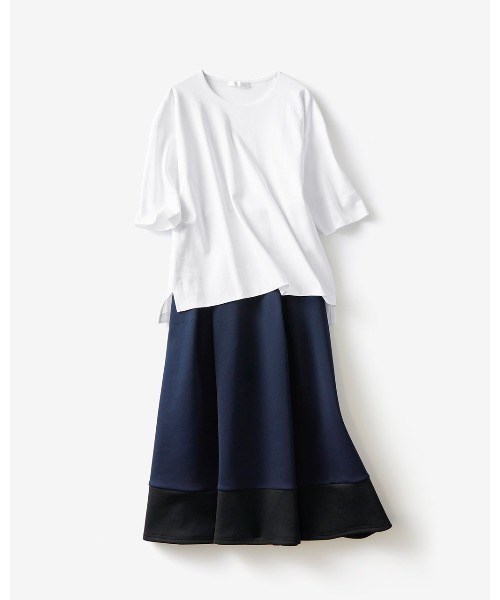DoCLASSE（ ドゥクラッセ）の「DoT×ダブル編みジャージー・セットアップ（ワンピース・レディース・ホワイト/ネイビー・M/S）」の7枚目の写真