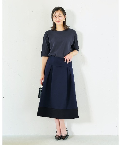 DoCLASSE（ ドゥクラッセ）の「DoT×ダブル編みジャージー・セットアップ（ワンピース・レディース・ホワイト/ネイビー・M/S）」の16枚目の写真