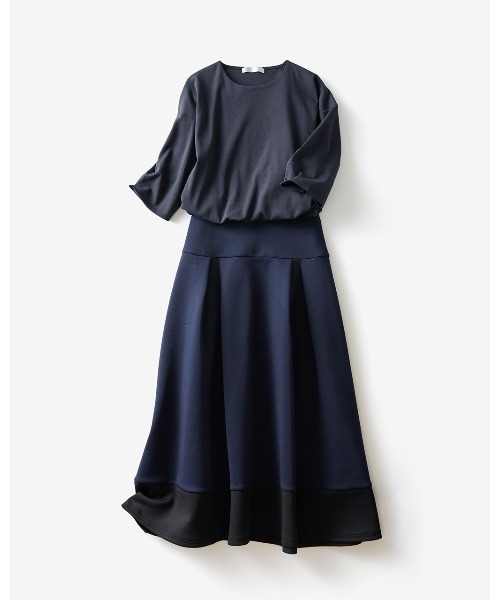 DoCLASSE（ ドゥクラッセ）の「DoT×ダブル編みジャージー・セットアップ（ワンピース・レディース・ホワイト/ネイビー・M/S）」の20枚目の写真