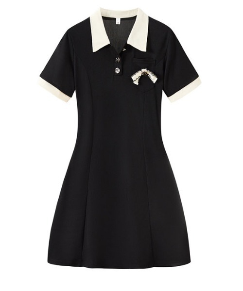 &soiree(アンドソワレ)の「バイカラーリボン付き半袖ミニワンピース(ワンピース・レディース・ブラック・X-LARGE/LARGE/MEDIUM/SMALL)」の6枚目の写真