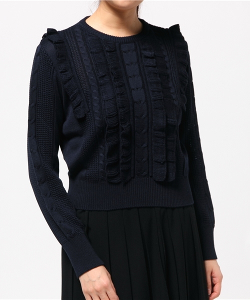 robbem（ロベム）の「【robbem】長袖フリルニットプルオーバー（ニット/セーター・レディース・ライトブルー/ライトベージュ/ネイビー・FREE）」の3枚目の写真