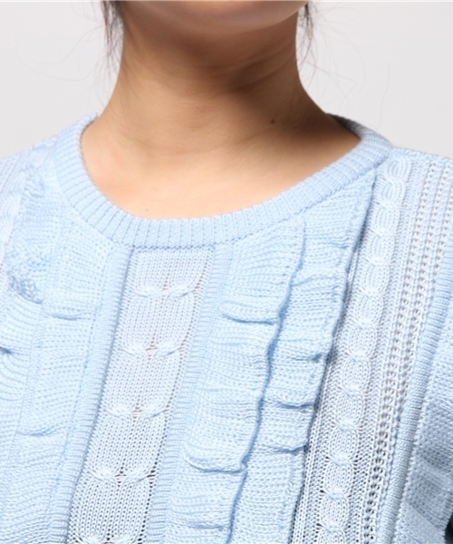 robbem（ロベム）の「【robbem】長袖フリルニットプルオーバー（ニット/セーター・レディース・ライトブルー/ライトベージュ/ネイビー・FREE）」の9枚目の写真