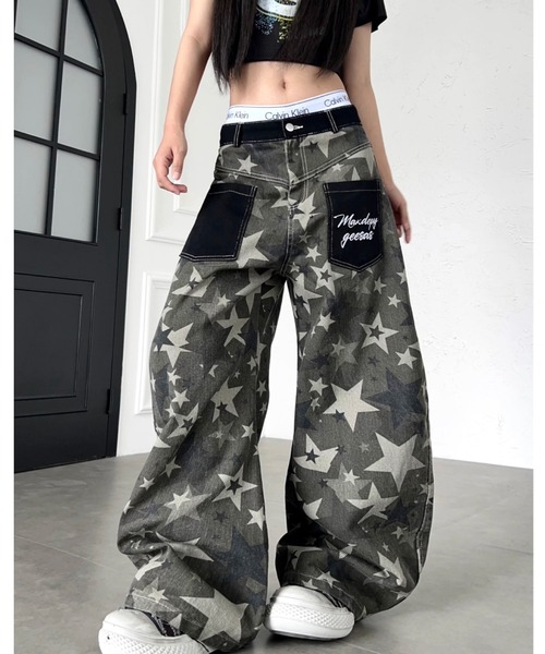SHEENA(シーナ)の「カモフラスタープリントルーズワイドパンツ(その他パンツ・レディース・カーキ・L/M/S)」の2枚目の写真