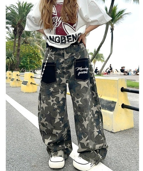 SHEENA(シーナ)の「カモフラスタープリントルーズワイドパンツ(その他パンツ・レディース・カーキ・L/M/S)」の6枚目の写真