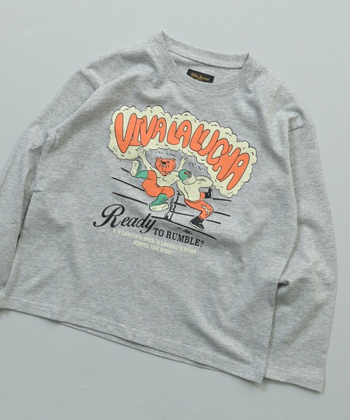 Life Support Products(ライフサポートプロダクツ)の「グラフィックロンT(Tシャツ/カットソー・キッズ・オレンジ/ブルー/グリーン/オフホワイト/ブラック/パープル/アイボリー/杢グレー/ライトピンク/チャコール・90/100/110/120/80/130/95/140/150)」の5枚目の写真