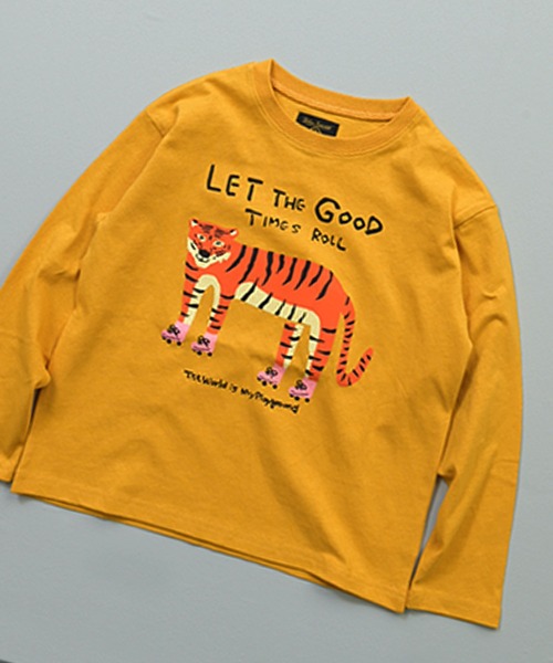 Life Support Products(ライフサポートプロダクツ)の「グラフィックロンT(Tシャツ/カットソー・キッズ・オレンジ/ブルー/グリーン/オフホワイト/ブラック/パープル/アイボリー/杢グレー/ライトピンク/チャコール・90/100/110/120/80/130/95/140/150)」の10枚目の写真