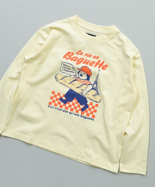 Life Support Products(ライフサポートプロダクツ)の「グラフィックロンT(Tシャツ/カットソー・キッズ・オレンジ/ブルー/グリーン/オフホワイト/ブラック/パープル/アイボリー/杢グレー/ライトピンク/チャコール・90/100/110/120/80/130/95/140/150)」の3枚目の写真