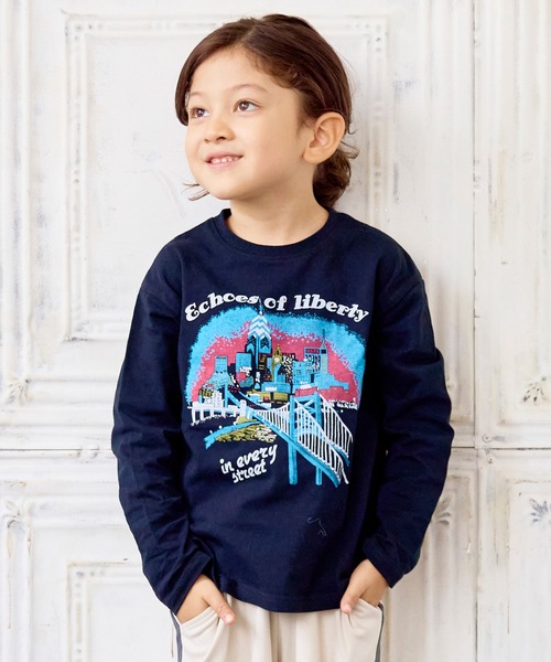 Life Support Products(ライフサポートプロダクツ)の「グラフィックロンT(Tシャツ/カットソー・キッズ・オレンジ/ブルー/グリーン/オフホワイト/ブラック/パープル/アイボリー/杢グレー/ライトピンク/チャコール・90/100/110/120/80/130/95/140/150)」の4枚目の写真
