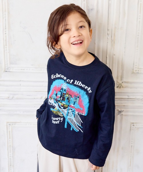 Life Support Products(ライフサポートプロダクツ)の「グラフィックロンT(Tシャツ/カットソー・キッズ・オレンジ/ブルー/グリーン/オフホワイト/ブラック/パープル/アイボリー/杢グレー/ライトピンク/チャコール・90/100/110/120/80/130/95/140/150)」の19枚目の写真