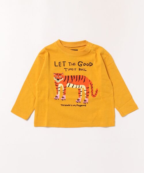 Life Support Products(ライフサポートプロダクツ)の「グラフィックロンT(Tシャツ/カットソー・キッズ・オレンジ/ブルー/グリーン/オフホワイト/ブラック/パープル/アイボリー/杢グレー/ライトピンク/チャコール・90/100/110/120/80/130/95/140/150)」の21枚目の写真