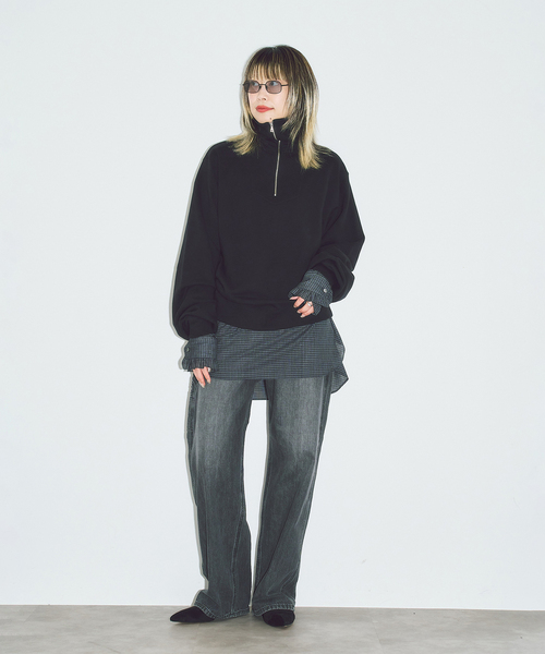 CITYSHOP(シティーショップ)の「STAND ZIP スウェット(スウェット・レディース・ブラック/ベージュ・FREE)」の18枚目の写真