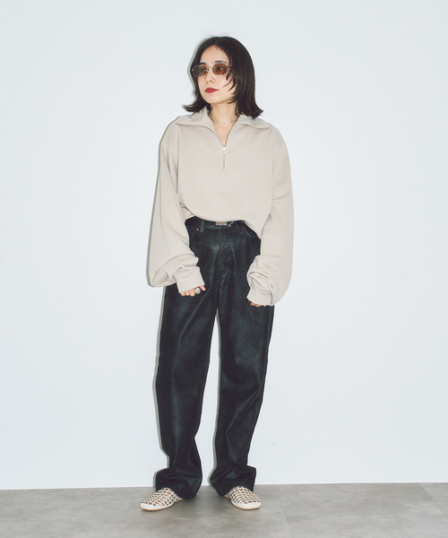 CITYSHOP(シティーショップ)の「STAND ZIP スウェット(スウェット・レディース・ブラック/ベージュ・FREE)」の4枚目の写真
