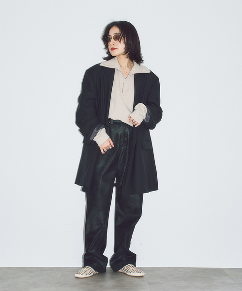 CITYSHOP(シティーショップ)の「STAND ZIP スウェット(スウェット・レディース・ブラック/ベージュ・FREE)」の5枚目の写真