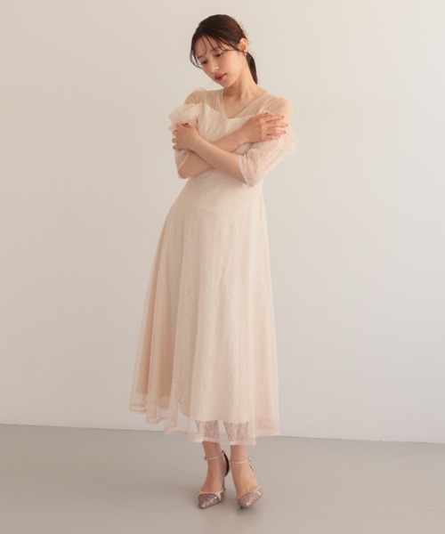 Cupid Heart(キューピッドハート)の「【Cupid Heart】結婚式用!レースフレアーロングドレス(ドレス・レディース・ブラック/ブルーグレー/ピンクベージュ・MEDIUM)」の21枚目の写真