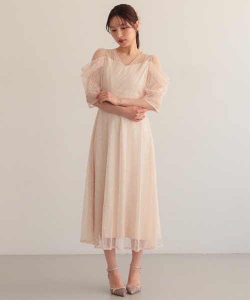 Cupid Heart(キューピッドハート)の「【Cupid Heart】結婚式用!レースフレアーロングドレス(ドレス・レディース・ブラック/ブルーグレー/ピンクベージュ・MEDIUM)」の8枚目の写真