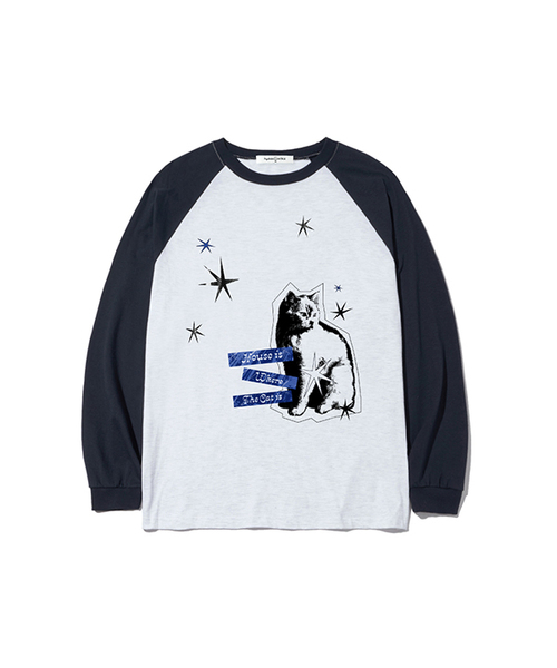 THEMORFHOUSE（ザモーフハウス）の「ハウスキャットプリントオーバーサイズロングスリーブ[4カラー]（Tシャツ/カットソー・レディース・ホワイト/ブラウン/ネイビー/ブラック・MEDIUM/LARGE）」の4枚目の写真