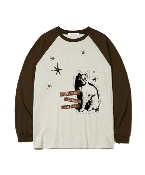 THEMORFHOUSE（ザモーフハウス）の「ハウスキャットプリントオーバーサイズロングスリーブ[4カラー]（Tシャツ/カットソー・レディース・ホワイト/ブラウン/ネイビー/ブラック・MEDIUM/LARGE）」の7枚目の写真