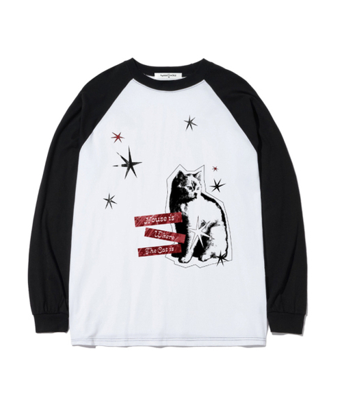 THEMORFHOUSE（ザモーフハウス）の「ハウスキャットプリントオーバーサイズロングスリーブ[4カラー]（Tシャツ/カットソー・レディース・ホワイト/ブラウン/ネイビー/ブラック・MEDIUM/LARGE）」の8枚目の写真