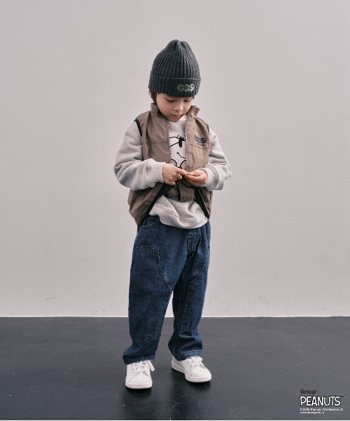GROOVY COLORS(グルービーカラーズ)の「8oz Denim SNOOPY Work Pants(デニムパンツ・キッズ・ネイビー/ブルー・125cm/115cm)」の5枚目の写真