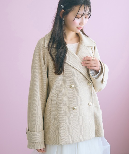 marun(マルン)の「<大きいサイズ>ヘリンボーンジャケットコート marun(テーラードジャケット・レディース・ベージュ/ブラック・3L/LL/L/5L/4L)」の16枚目の写真