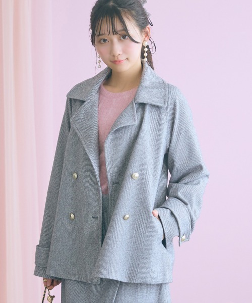 marun(マルン)の「<大きいサイズ>ヘリンボーンジャケットコート marun(テーラードジャケット・レディース・ベージュ/ブラック・3L/LL/L/5L/4L)」の19枚目の写真