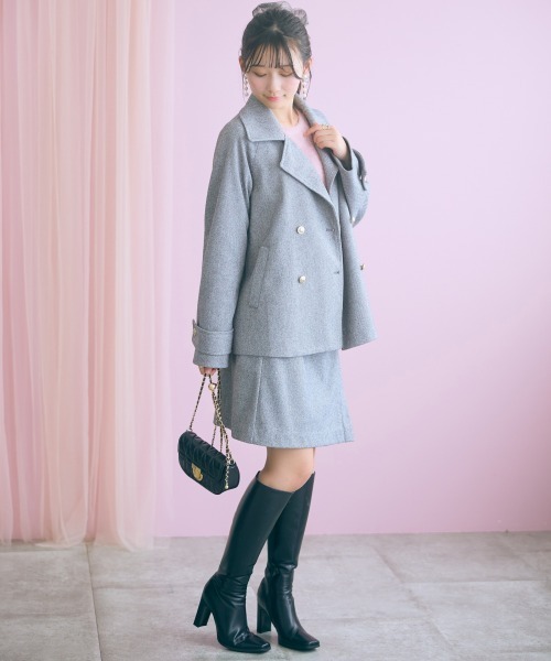 marun(マルン)の「<大きいサイズ>ヘリンボーンジャケットコート marun(テーラードジャケット・レディース・ベージュ/ブラック・3L/LL/L/5L/4L)」の6枚目の写真