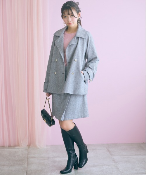 marun(マルン)の「<大きいサイズ>ヘリンボーンジャケットコート marun(テーラードジャケット・レディース・ベージュ/ブラック・3L/LL/L/5L/4L)」の7枚目の写真