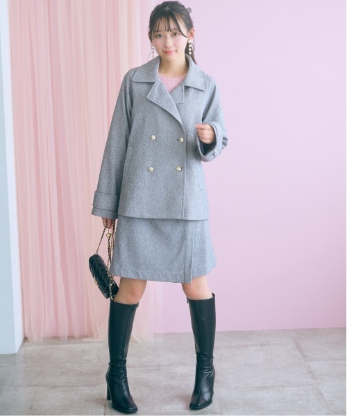 marun(マルン)の「<大きいサイズ>ヘリンボーンジャケットコート marun(テーラードジャケット・レディース・ベージュ/ブラック・3L/LL/L/5L/4L)」の21枚目の写真