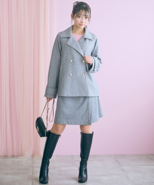 marun(マルン)の「<大きいサイズ>ヘリンボーンジャケットコート marun(テーラードジャケット・レディース・ベージュ/ブラック・3L/LL/L/5L/4L)」の9枚目の写真
