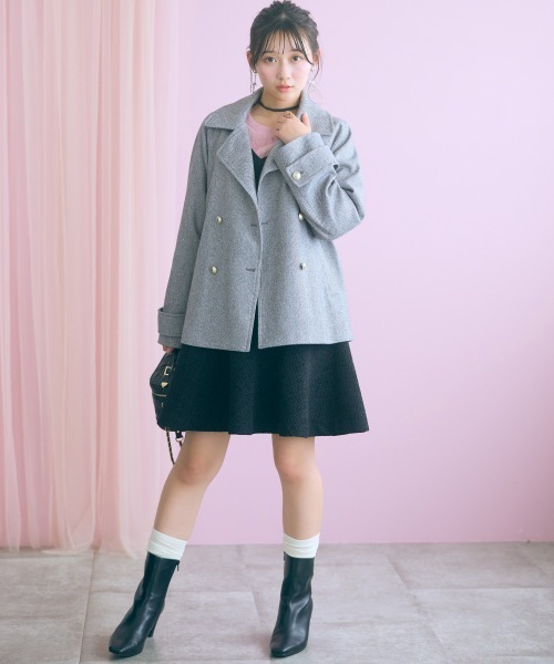 marun(マルン)の「<大きいサイズ>ヘリンボーンジャケットコート marun(テーラードジャケット・レディース・ベージュ/ブラック・3L/LL/L/5L/4L)」の14枚目の写真
