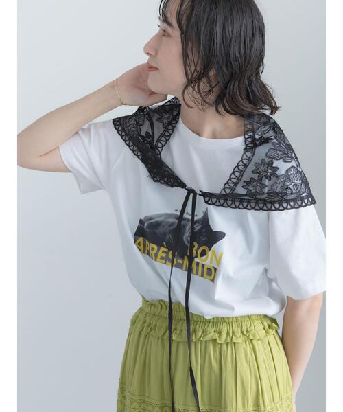 Te chichi(テチチ)の「アニマルフォトプリントTシャツ(Tシャツ/カットソー・レディース・ベージュ/ブラウン/チャコールグレー/オフホワイト・F)」の1枚目の写真