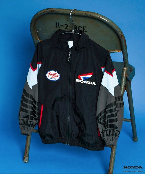 BREEZE(ブリーズ)の「【リンク】Honda シャカシャカレーシングジャケット(ナイロンジャケット・キッズ・レインボー/ブラック・120/100/140)」の1枚目の写真