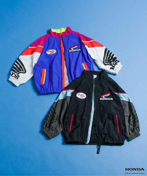 BREEZE(ブリーズ)の「【リンク】Honda シャカシャカレーシングジャケット(ナイロンジャケット・キッズ・レインボー/ブラック・120/100/140)」の3枚目の写真