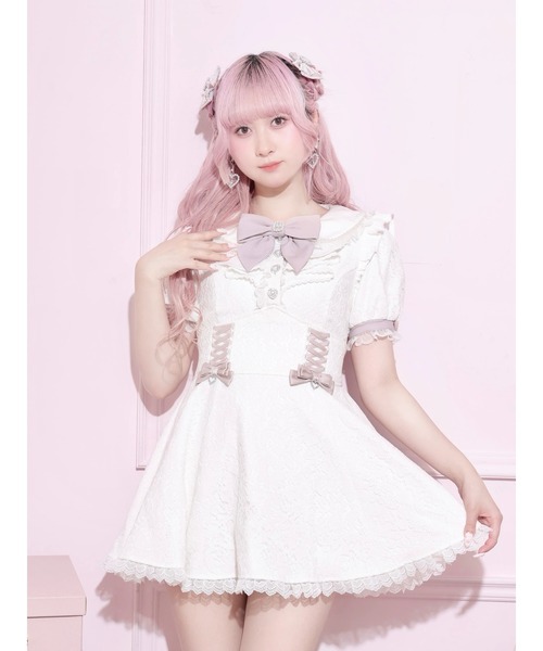 NOEMIE(ノエミー)の「総レースラッフルフリルスピンドルワンピース(ワンピース・レディース・オフホワイト/ブラック/ピンク・M)」の2枚目の写真