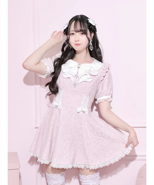 NOEMIE(ノエミー)の「総レースラッフルフリルスピンドルワンピース(ワンピース・レディース・オフホワイト/ブラック/ピンク・M)」の1枚目の写真