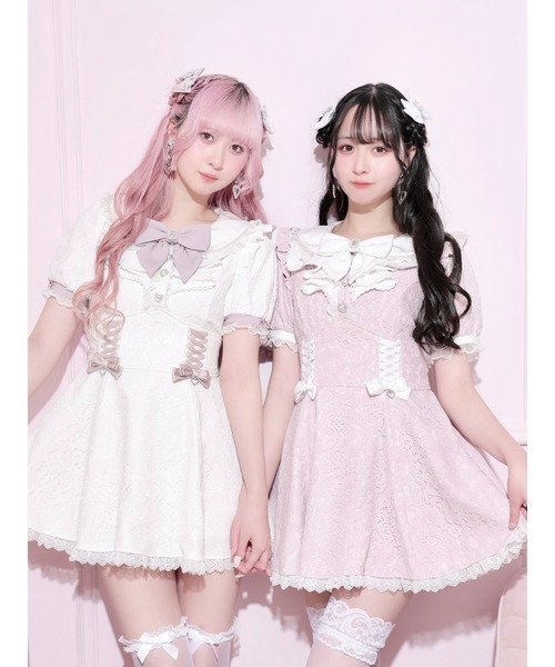 NOEMIE(ノエミー)の「総レースラッフルフリルスピンドルワンピース(ワンピース・レディース・オフホワイト/ブラック/ピンク・M)」の4枚目の写真
