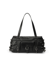 BELTED POCKET SHOULDER BAG IN BLACK