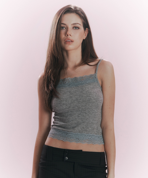 PLEASENOFOLLOW(プリーズノーフォロー)の「Alice Lace Sleeveless Top (Melange Grey)(Tシャツ/カットソー・レディース・その他・FREE)」の1枚目の写真